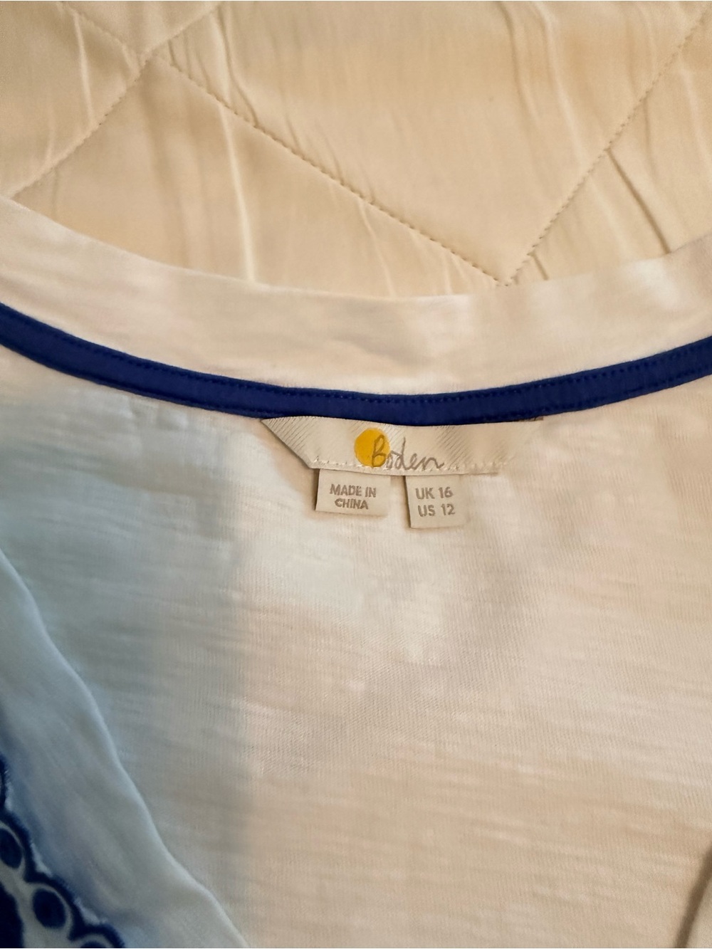 Boden White Tunic with Navy Circle Trim - Picture 3 of 5